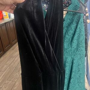 Stylish Black Velvet Halter Jumpsuit